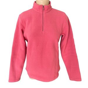 L.L. Bean Sweater Fleece Quarter Zip Pullover Pink Medium Regular
